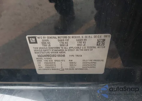 2014 Chevrolet Silverado 1500 1Lt из США, поврежденный, VIN 3GCUKREC5EG195048